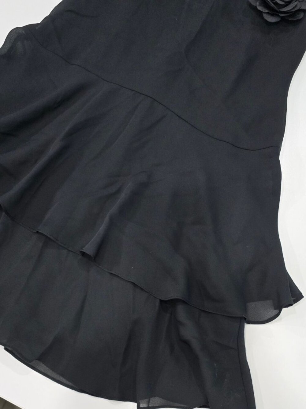 Rabbit Rabbit Rabbit ✦ Sleeveless V-Neck Chiffon Dress ✦ Floral Accent Black 4 - Picture 7 of 12